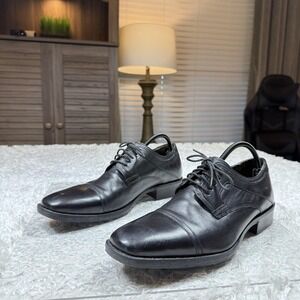 Johnston & Murphy Shoes Men 11M Black Oxford Sheepskin Leather Dress Work Formal